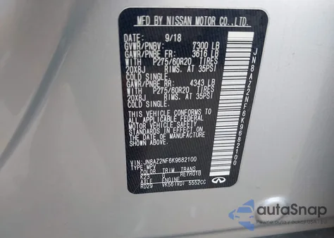 2019 Infiniti Qx80 Luxe z USA, uszkodzony, nr VIN JN8AZ2NF6K9682100